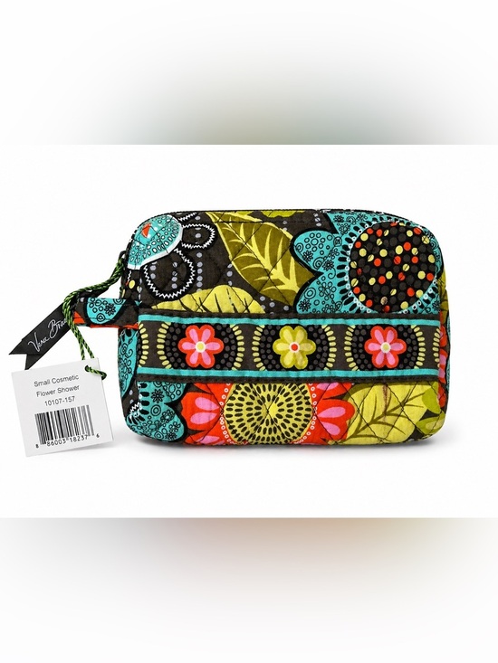 Vera Bradley Handbags - Vera Bradley Small Cosmetic Bag Flower Shower Print Quilted Zip Pouch NWT